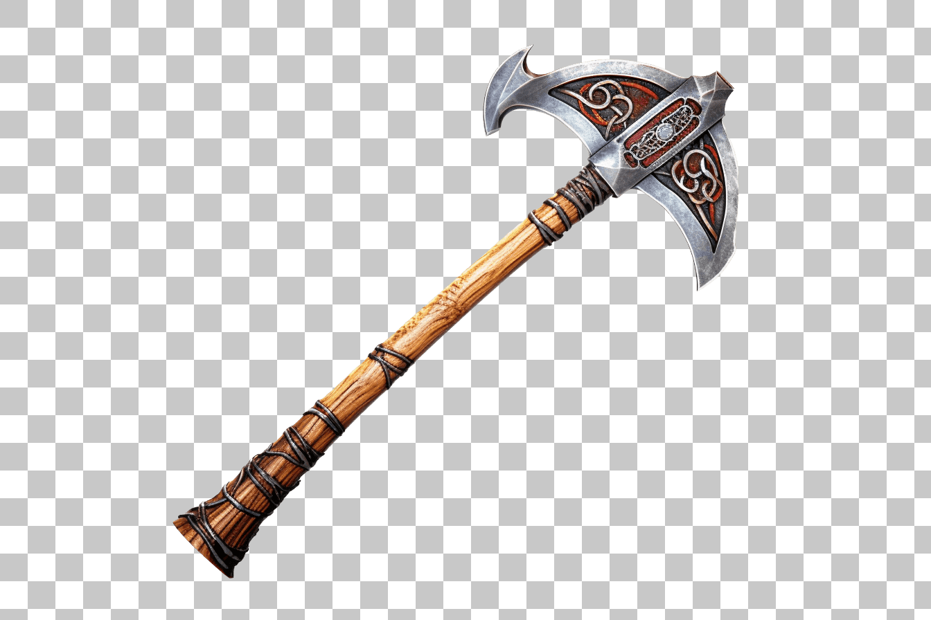Ornate Viking Axe Clipart: High-Resolution Image for Game Design