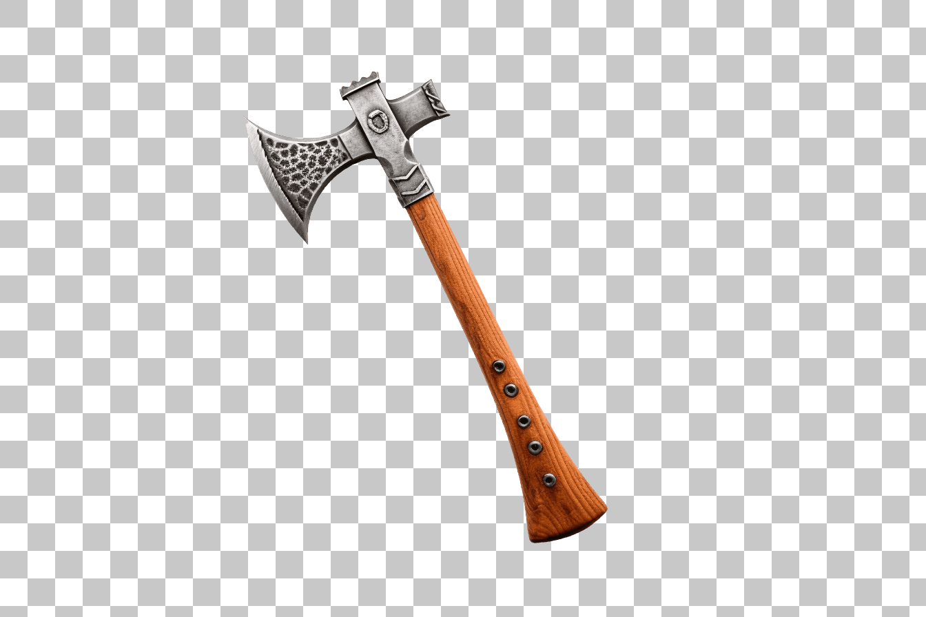 Medieval Axe Clipart: PNG Image of Hand-Forged Battle Axe