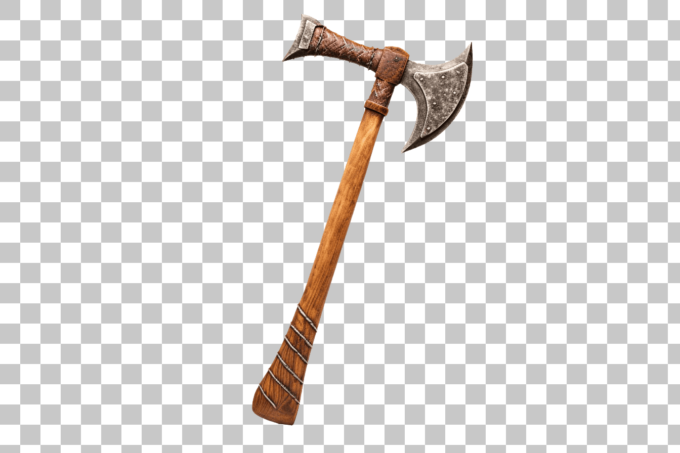 Viking Axe Clipart: Medieval Weapon PNG Image for Game Design
