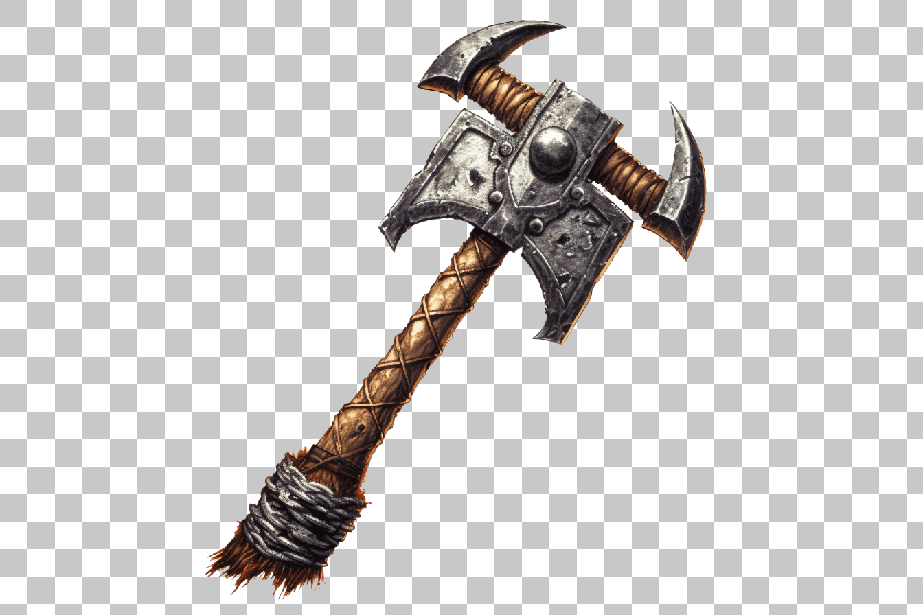 Fantasy Axe Clipart: PNG Image of Double-Headed Medieval Weapon