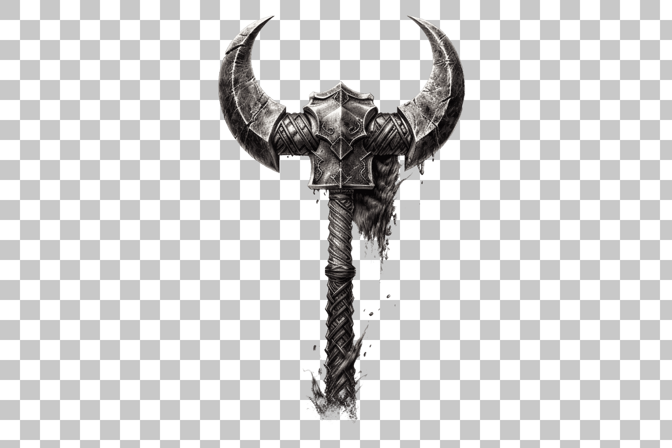 Fantasy Viking Axe Clipart: PNG Image for Game Design
