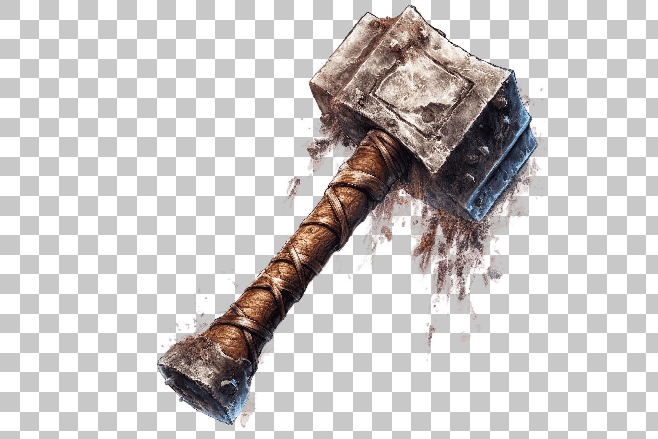 Viking Hammer Clipart:  High-Resolution Game Asset PNG Image