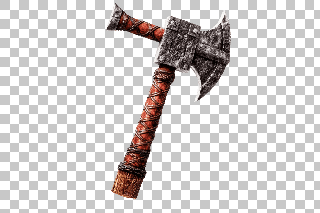 Ancient Viking Axe Clipart:  High-Resolution PNG Image for Games & Designs