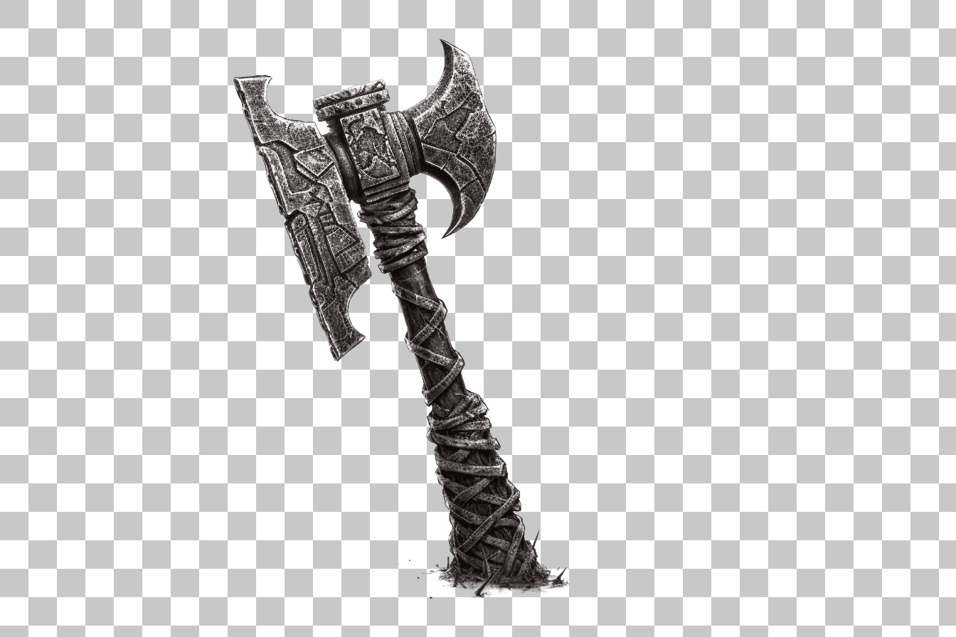 Viking Axe Clipart: Engraved Battle Axe PNG Image