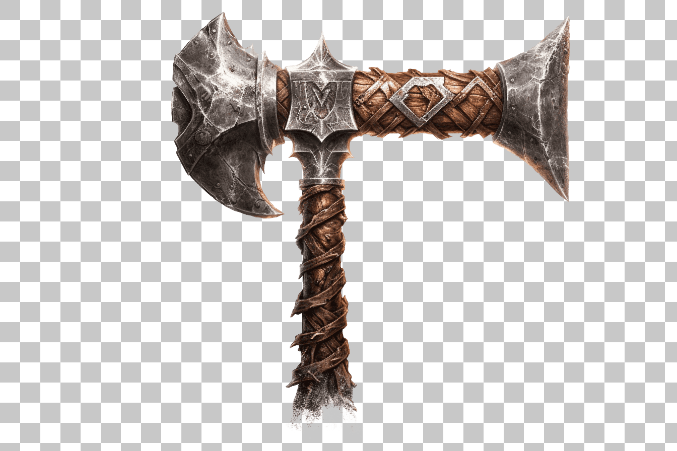 Viking Axe Clipart:  Ancient Norse Battle Axe PNG Image