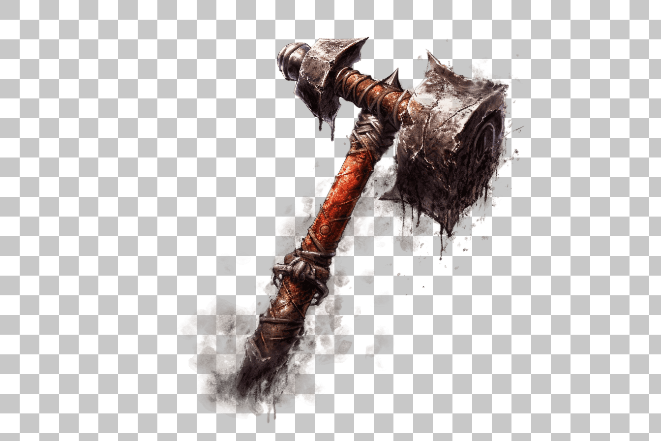 Bloody Axe PNG:  Game Asset, Fantasy Clipart,  Horror Graphic