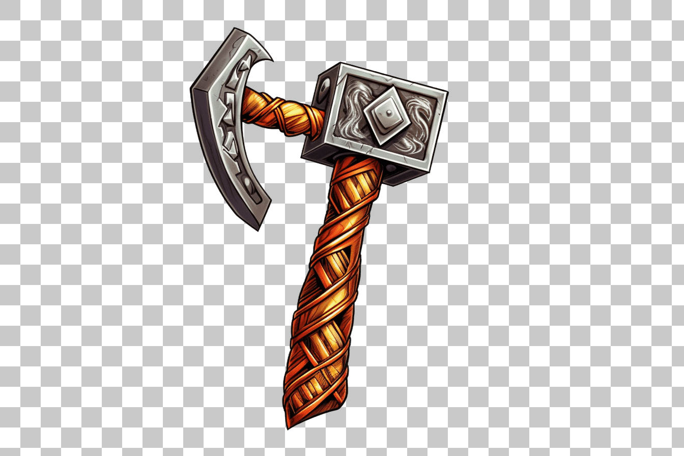 Viking Axe Clipart:  Game Asset, Fantasy Weapon PNG Image