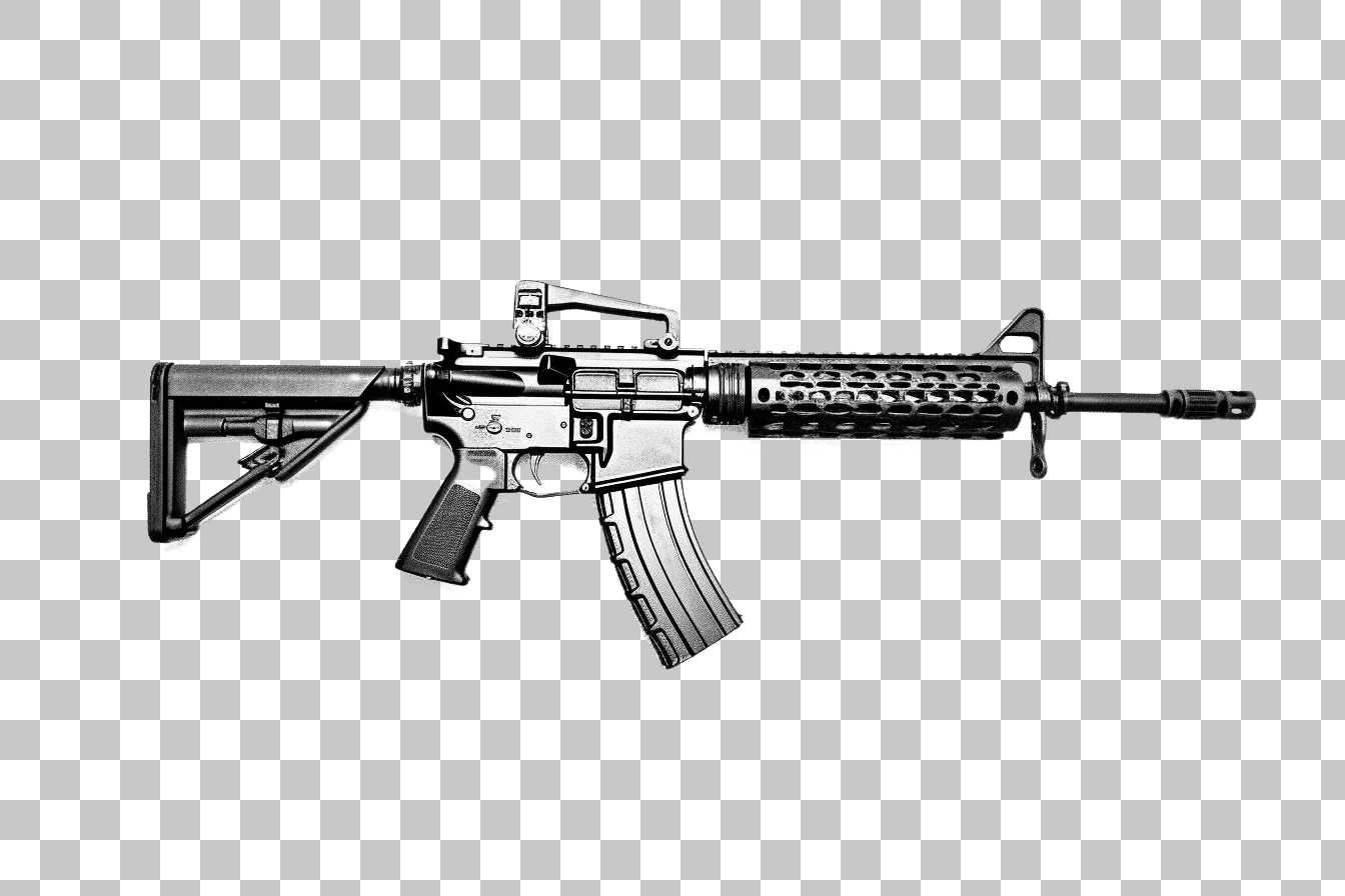 AR-15 Rifle PNG Image: High-Quality Military Weapon PNG for Projects