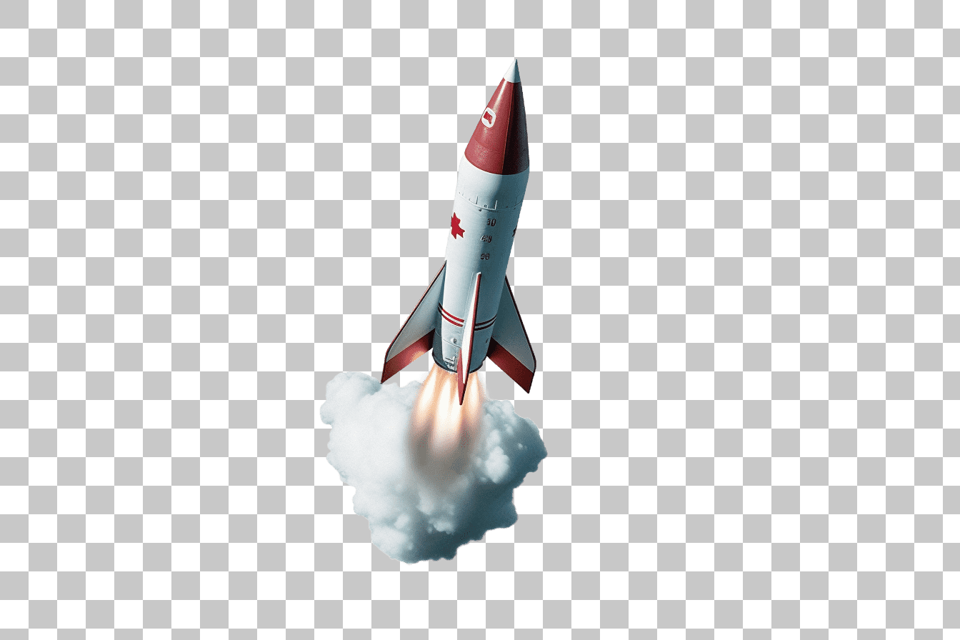 Retro Rocket PNG Image: Spacecraft Launch, Vintage Rocket Clipart