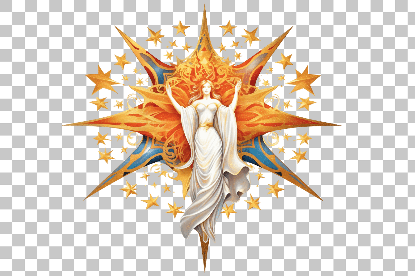 Celestial Goddess PNG: Starburst, Fantasy, Angel, Religious Art