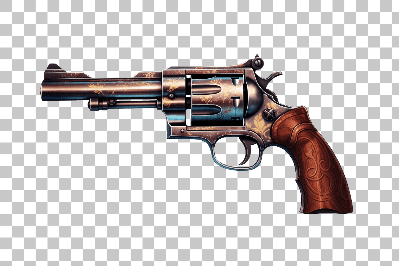 Ornate Revolver PNG: High-Resolution Wild West Gun Image