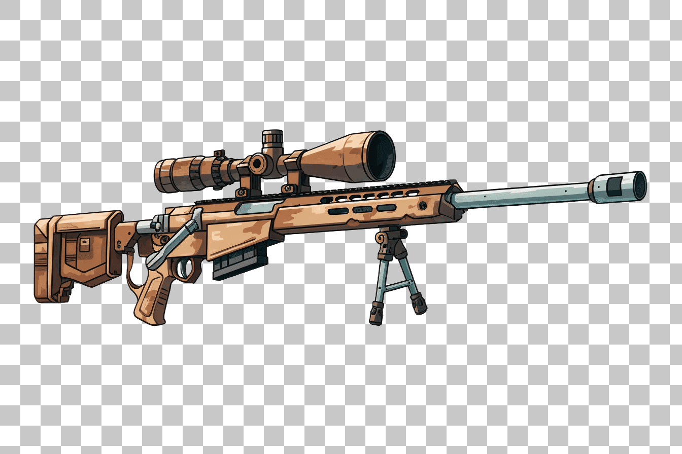 High-Resolution Sniper Rifle PNG Image:  Tactical Weapon Clipart for Games & Design