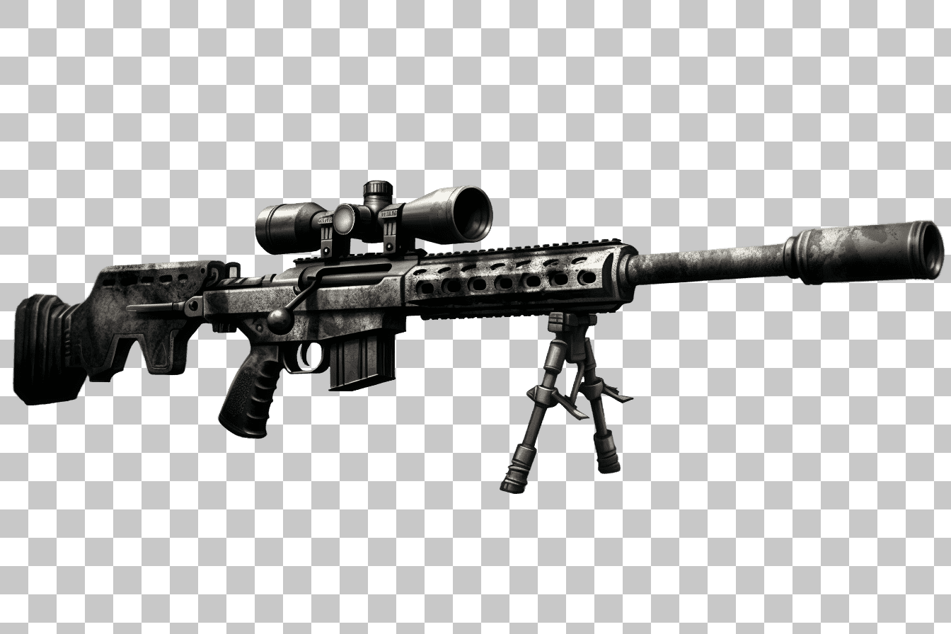 High-Resolution Sniper Rifle PNG Image: Military Weaponry Graphics