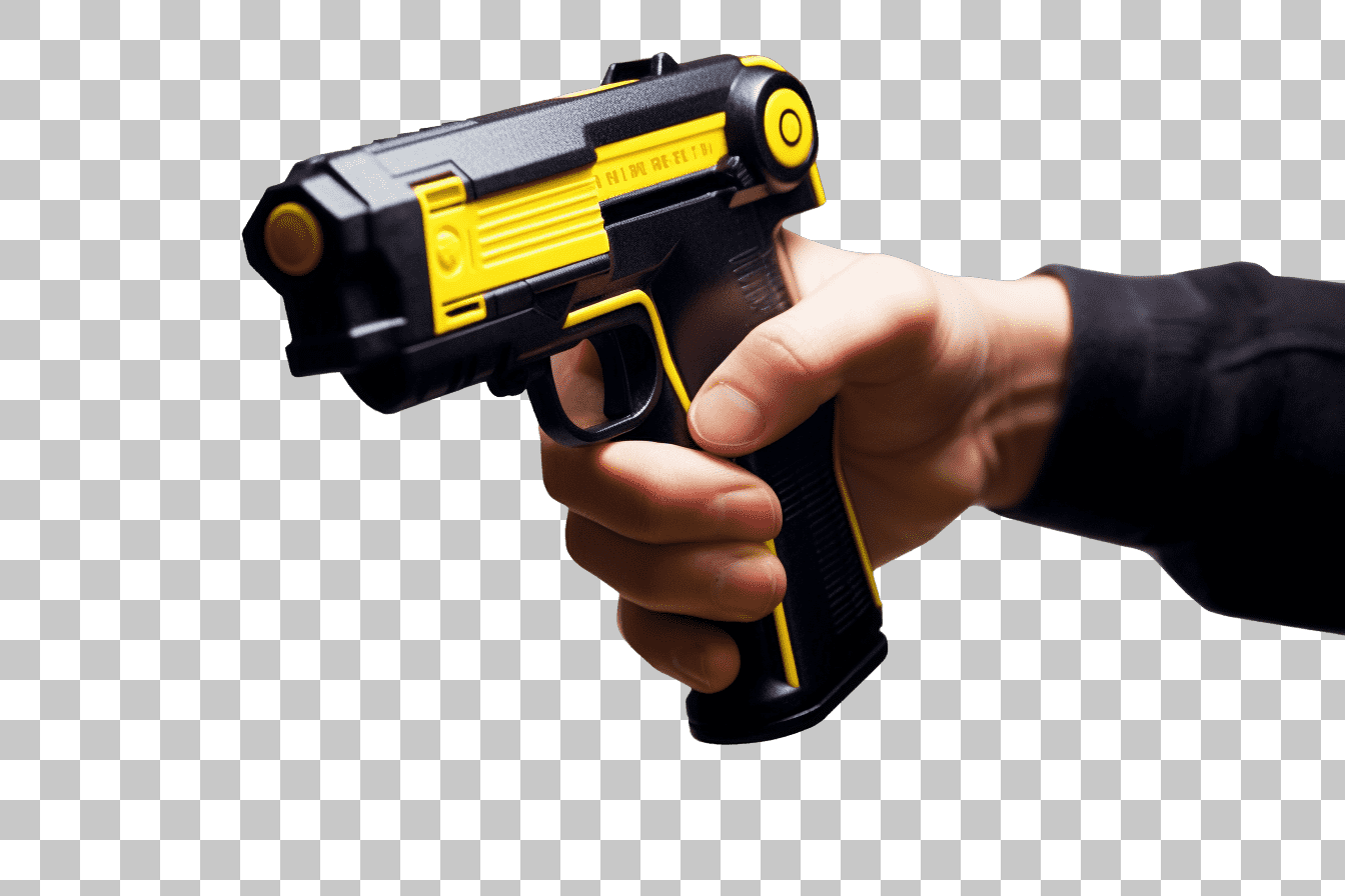 High-Res PNG Image of a Black and Yellow Handgun