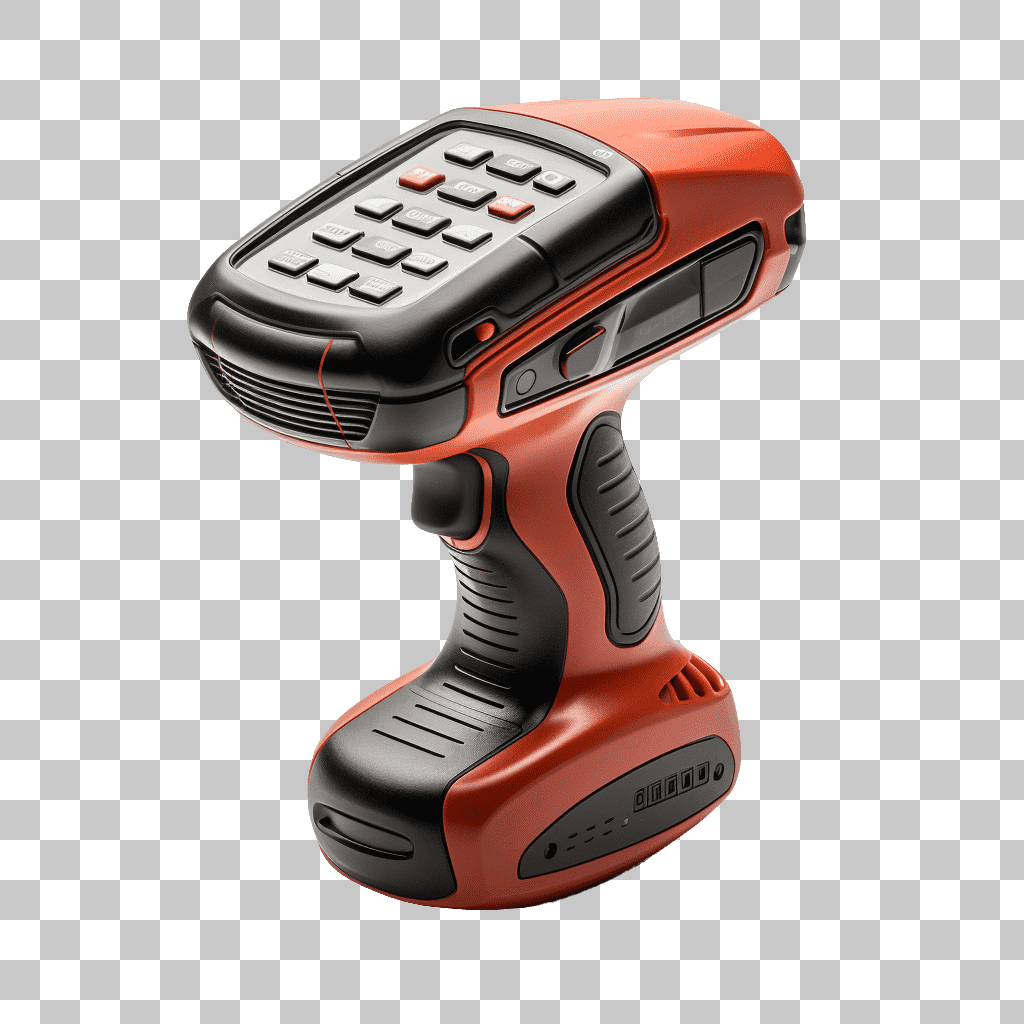 Industrial Barcode Scanner Gun PNG: Rugged Handheld RFID Reader for Warehouse Inventory